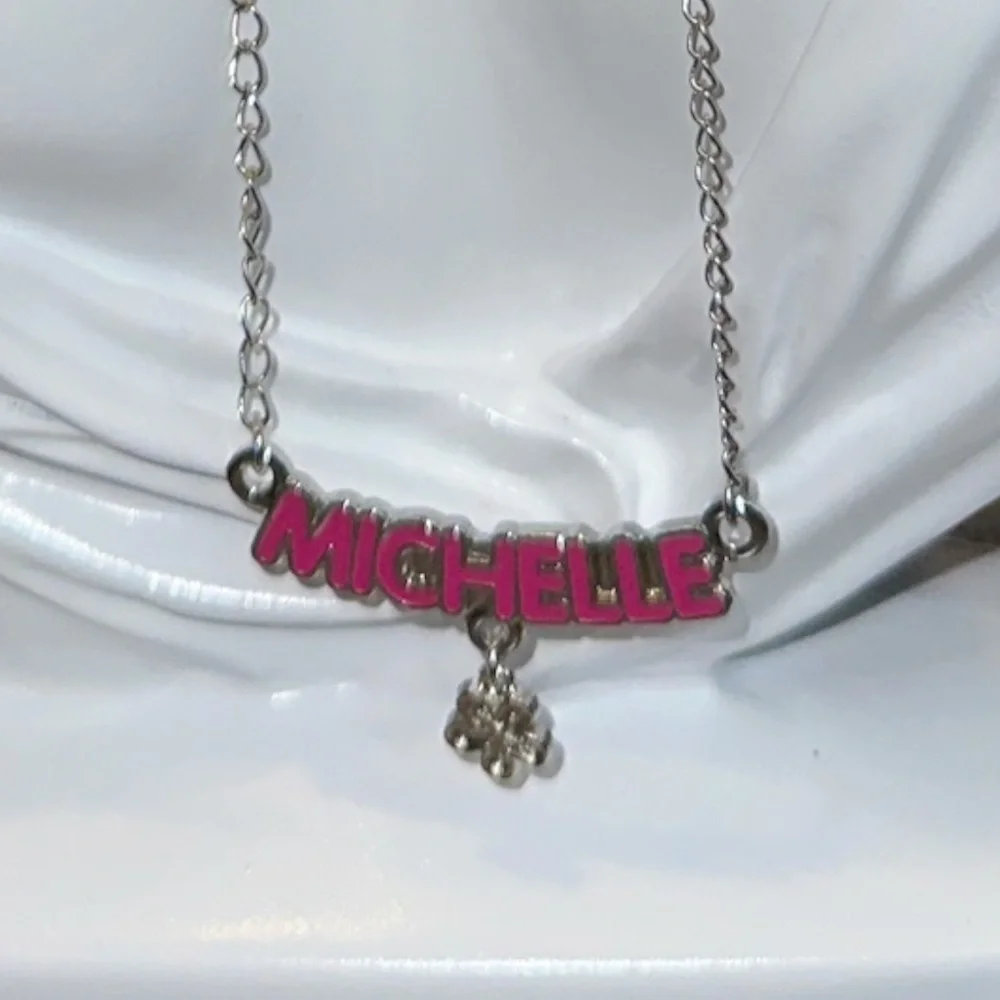 “Michelle” & plumeria flower charm•18” necklace